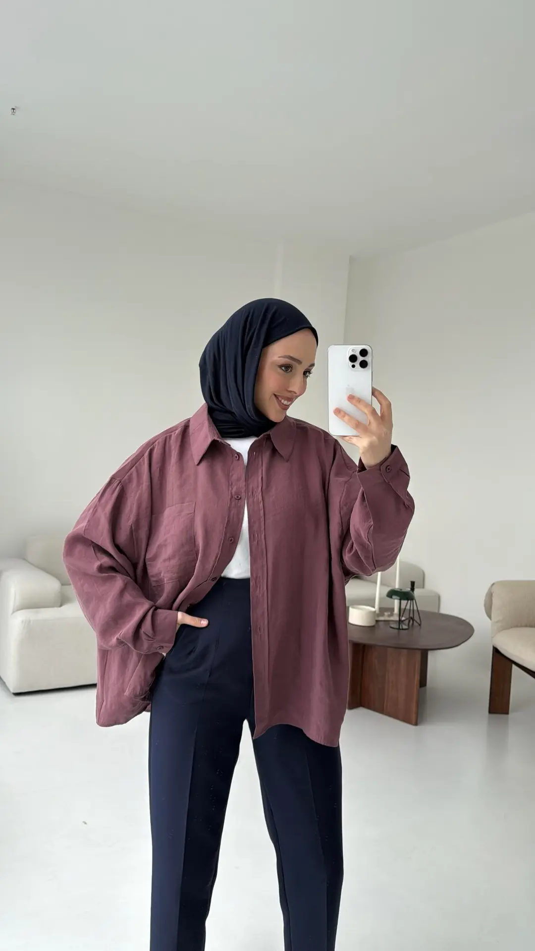 Cepli Oversize Gömlek Gül Kurusu