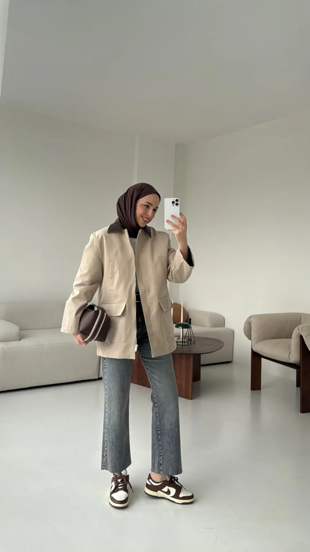 Yakası Deri İçi Kapitone Bej