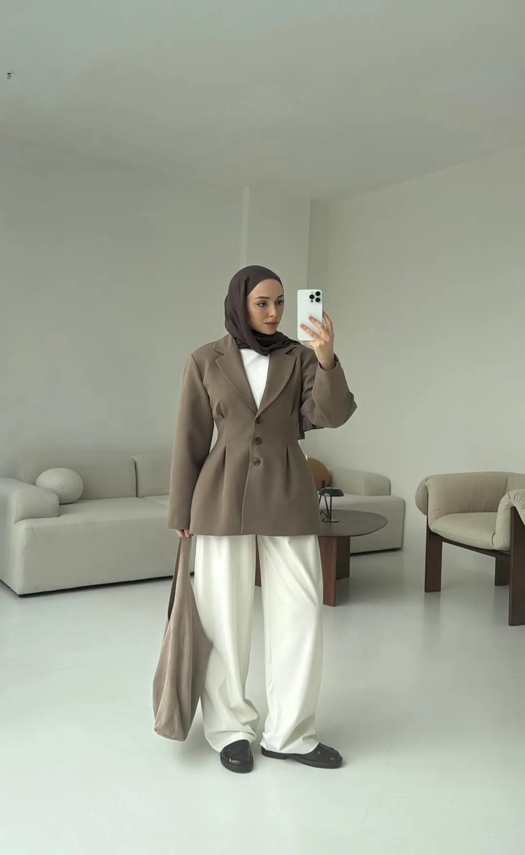 Belden Oturtmalı Tasarım Ceket Vizon