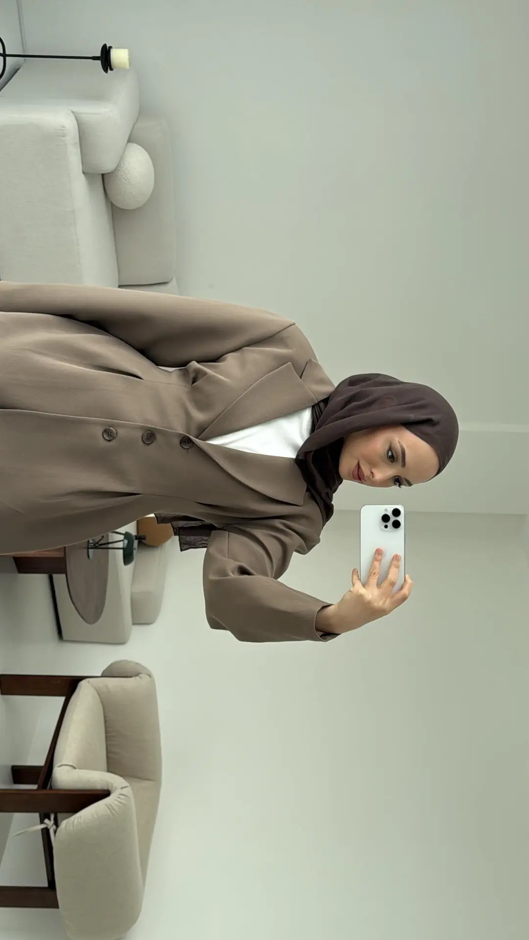Belden Oturtmalı Tasarım Ceket Vizon