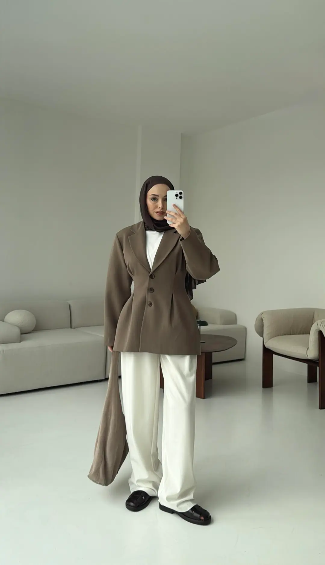 Belden Oturtmalı Tasarım Ceket Vizon