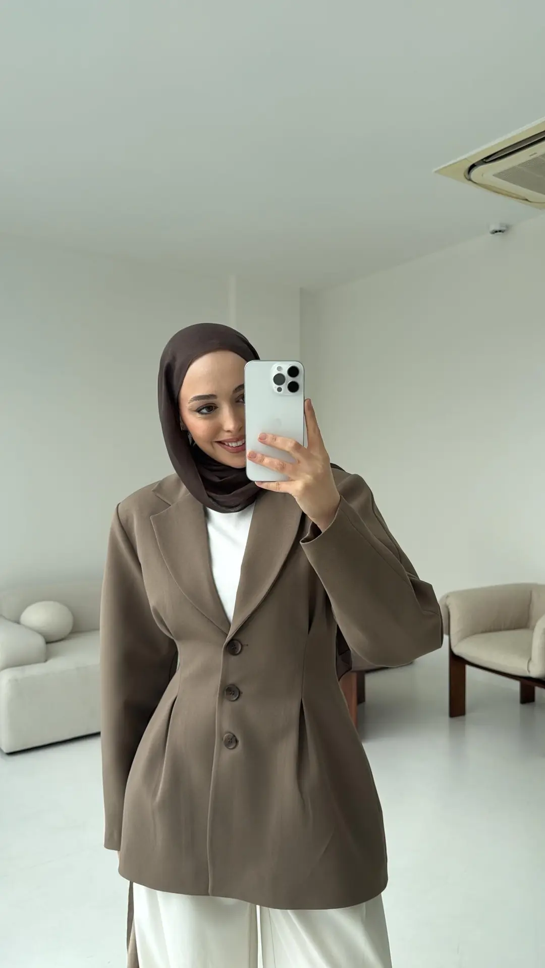 Belden Oturtmalı Tasarım Ceket Vizon