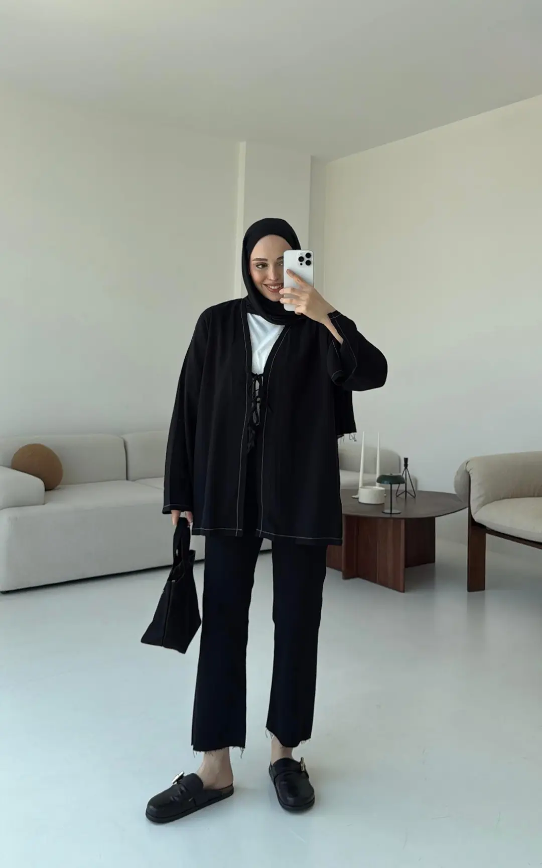 Dikiş Detaylı Kimono Siyah