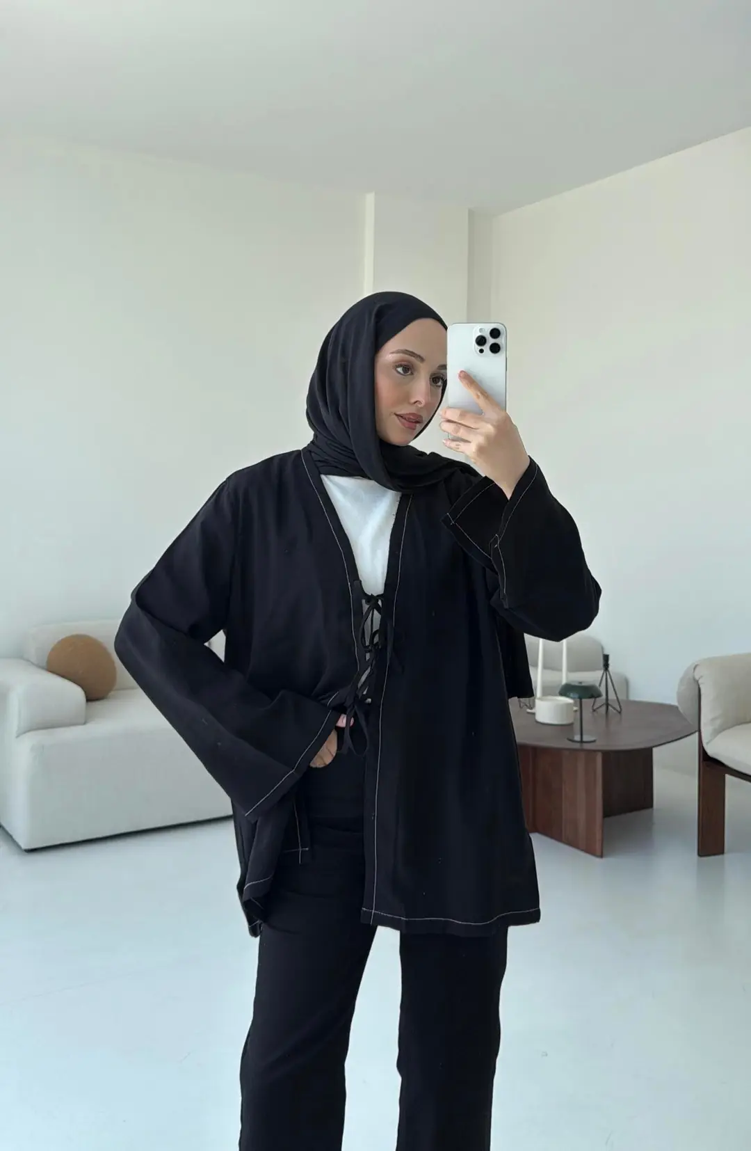 Dikiş Detaylı Kimono Siyah