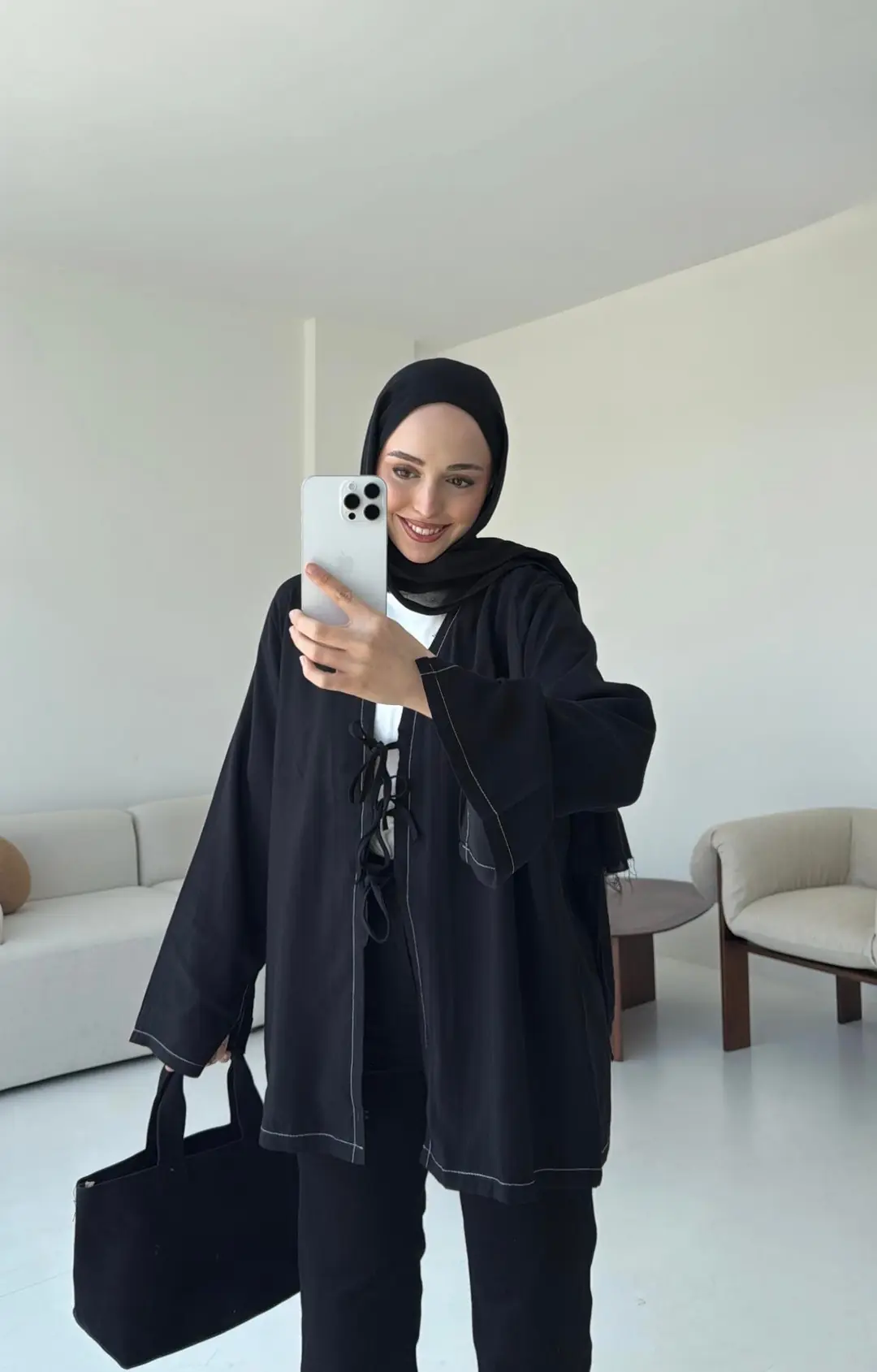 Dikiş Detaylı Kimono Siyah