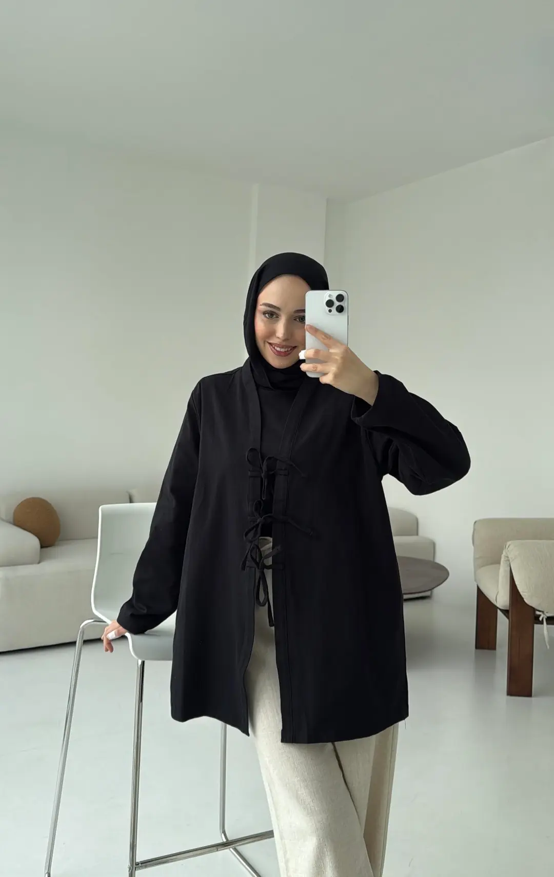 Üç Bağlamalı Kimono Siyah