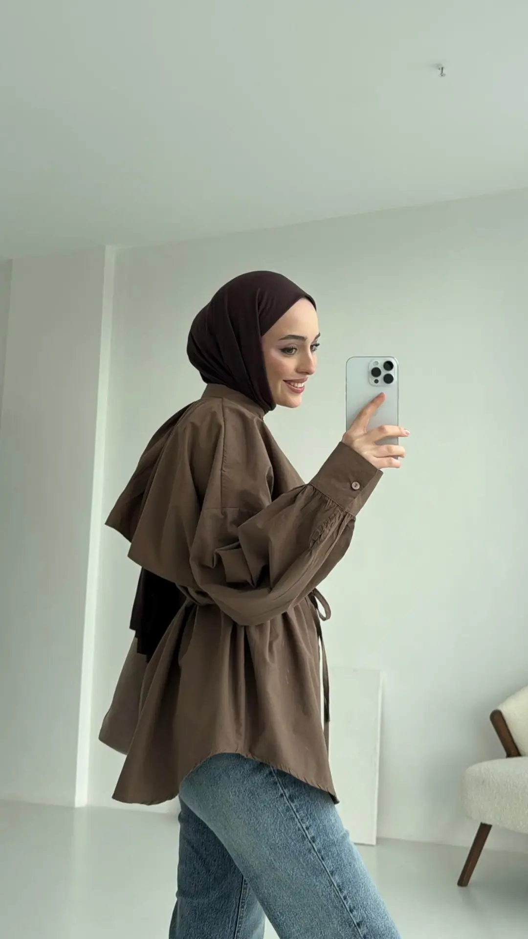 Kahve Bağlamalı Gömlek