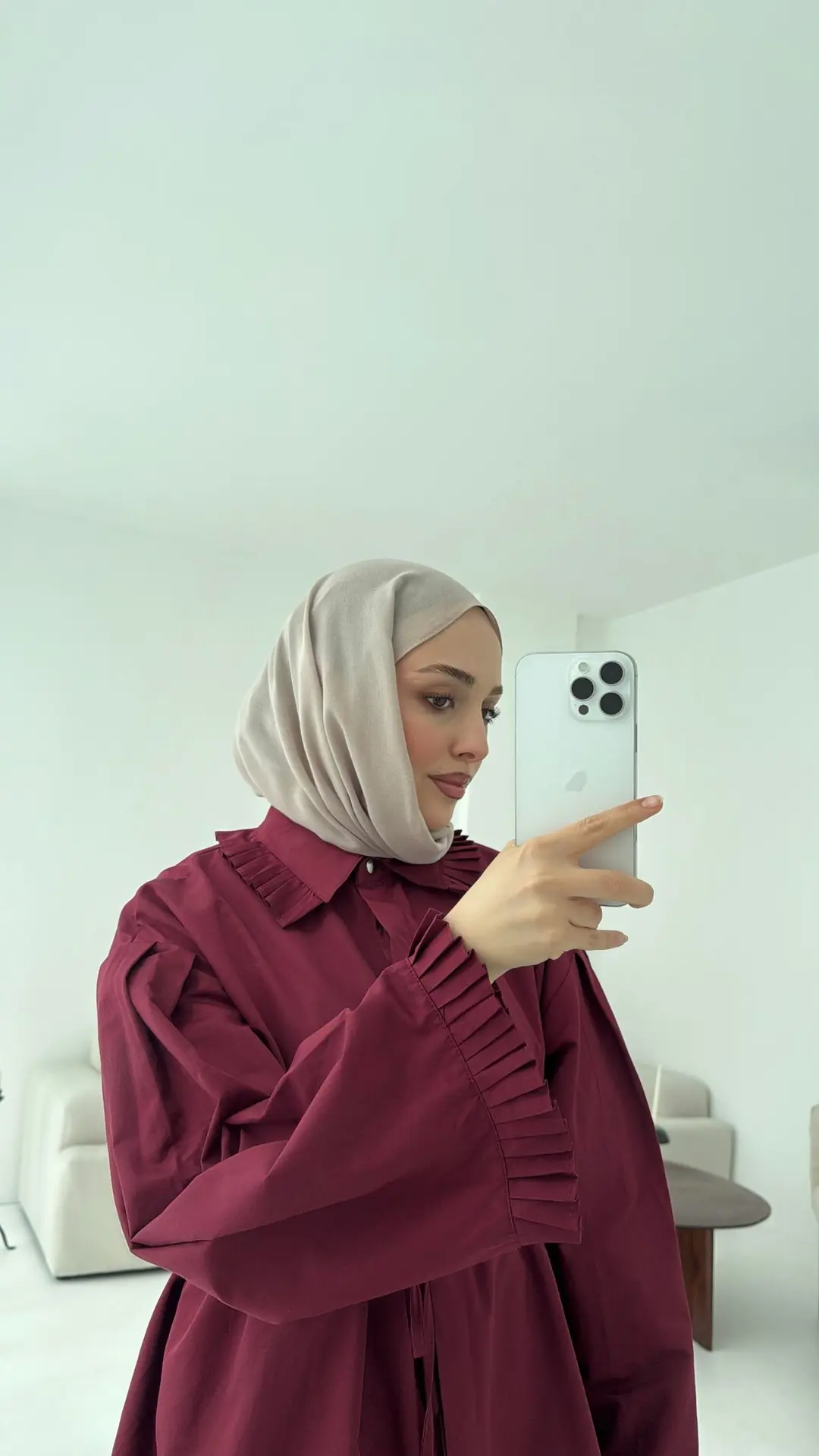Pilise Detaylı Gömlek Bordo