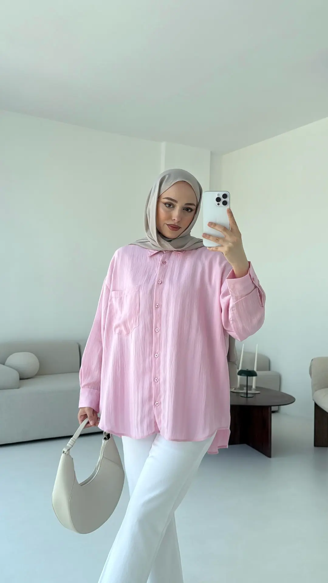 Dokulu Gömlek Pembe