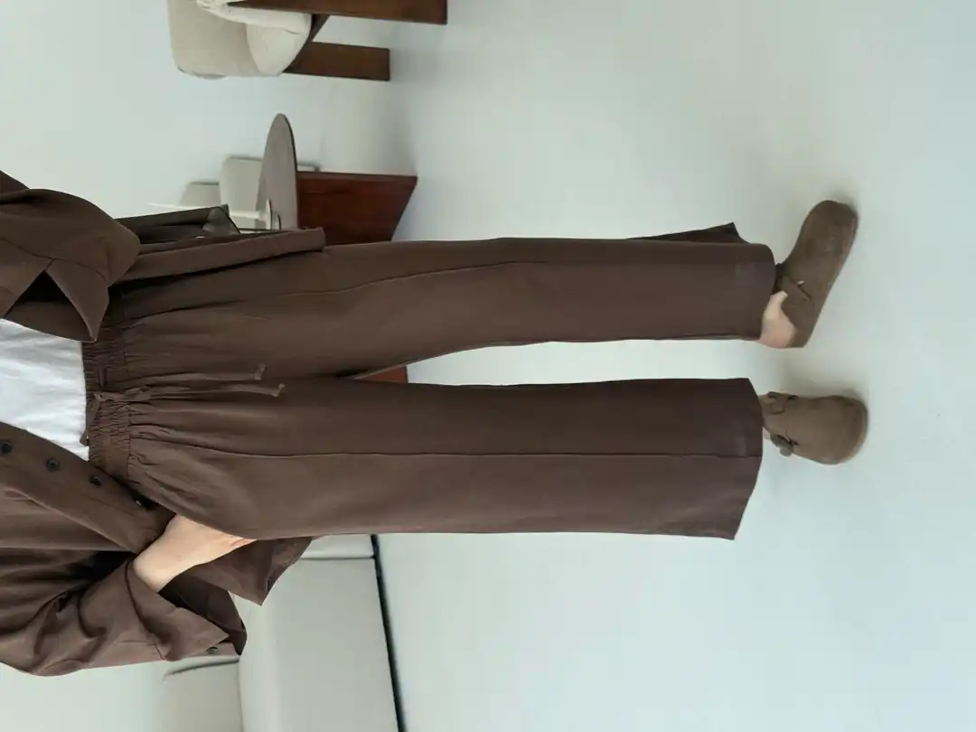 Düğmeli Kimono Takım Kahve