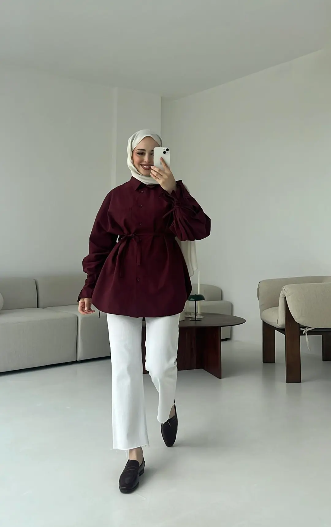 Kol Detay Tasarım Gömlek Bordo