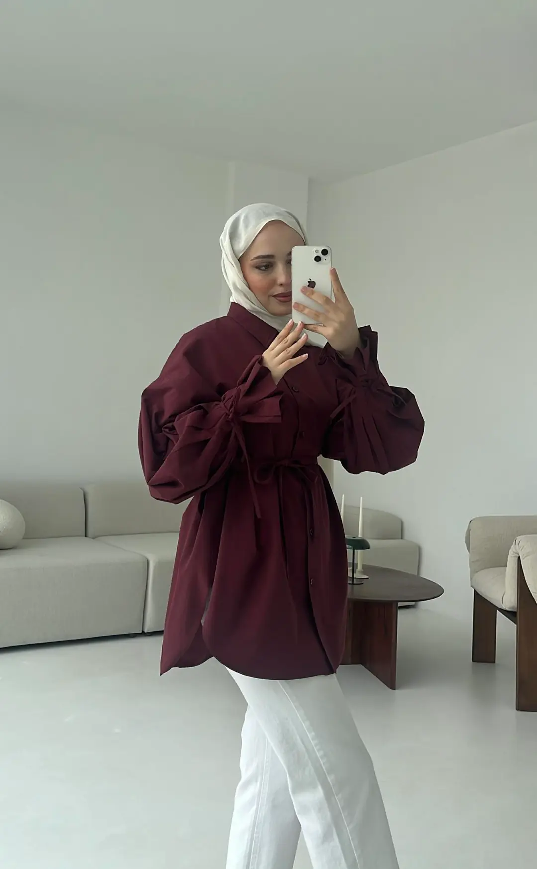 Kol Detay Tasarım Gömlek Bordo