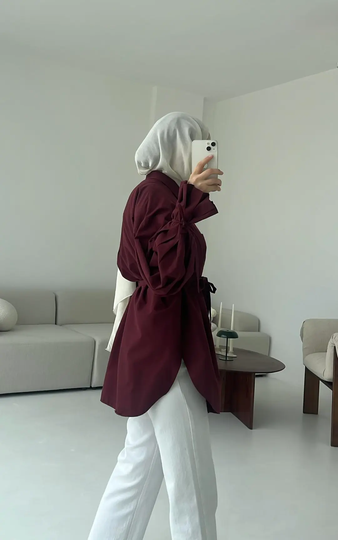 Kol Detay Tasarım Gömlek Bordo