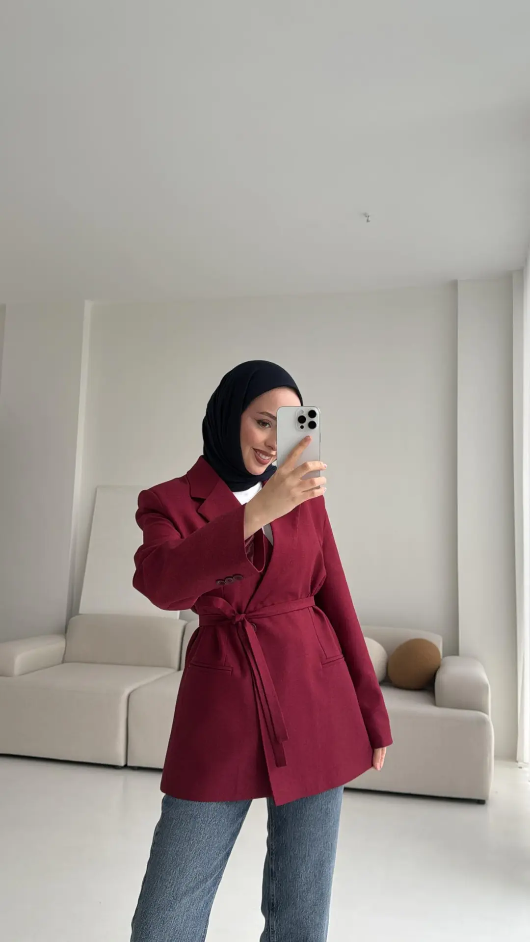 Bağlamalı Blazer Ceket Bordo