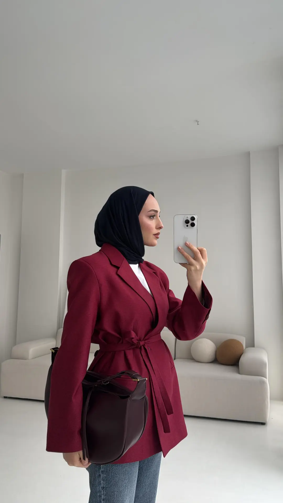 Bağlamalı Blazer Ceket Bordo