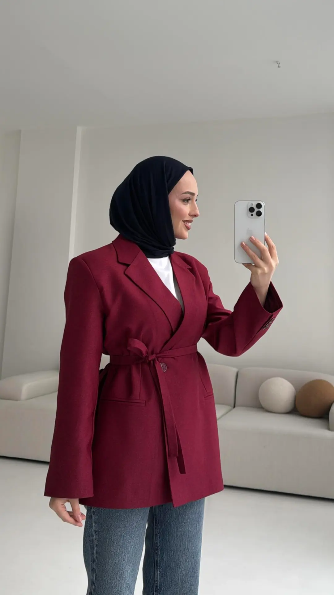 Bağlamalı Blazer Ceket Bordo