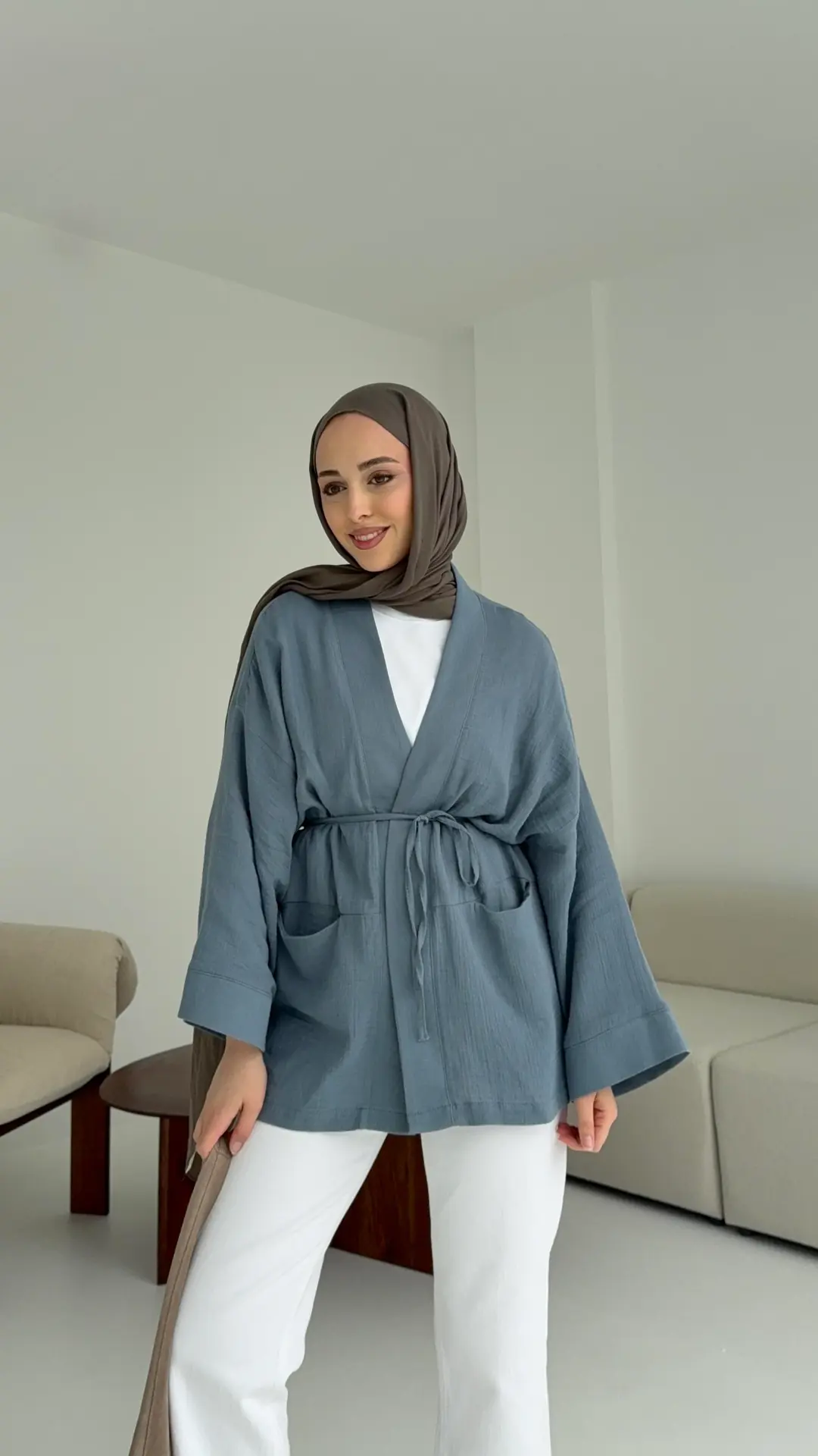 Müslin Kimono Mavi