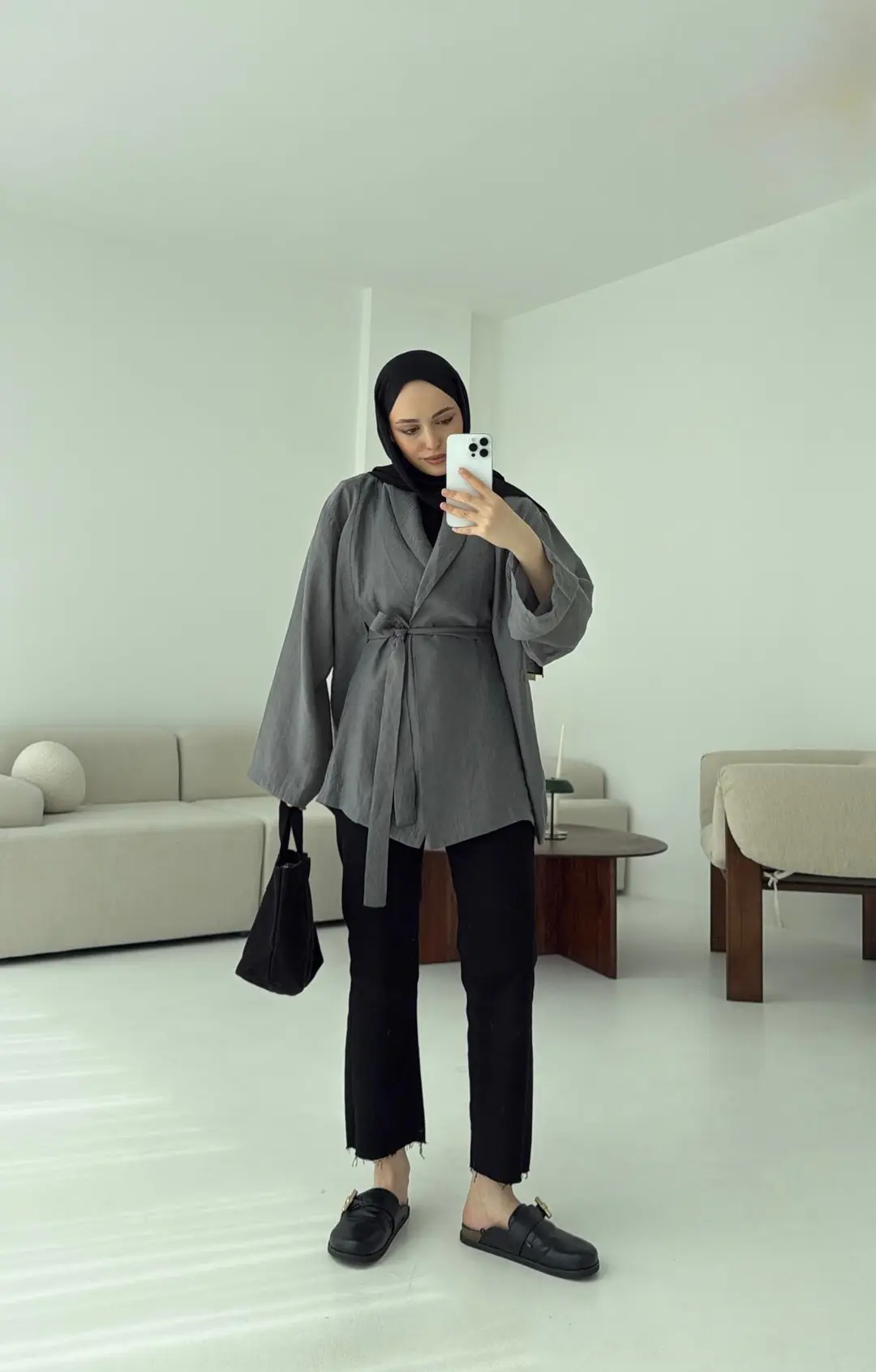 Model Yazlık Kimono Antrasit