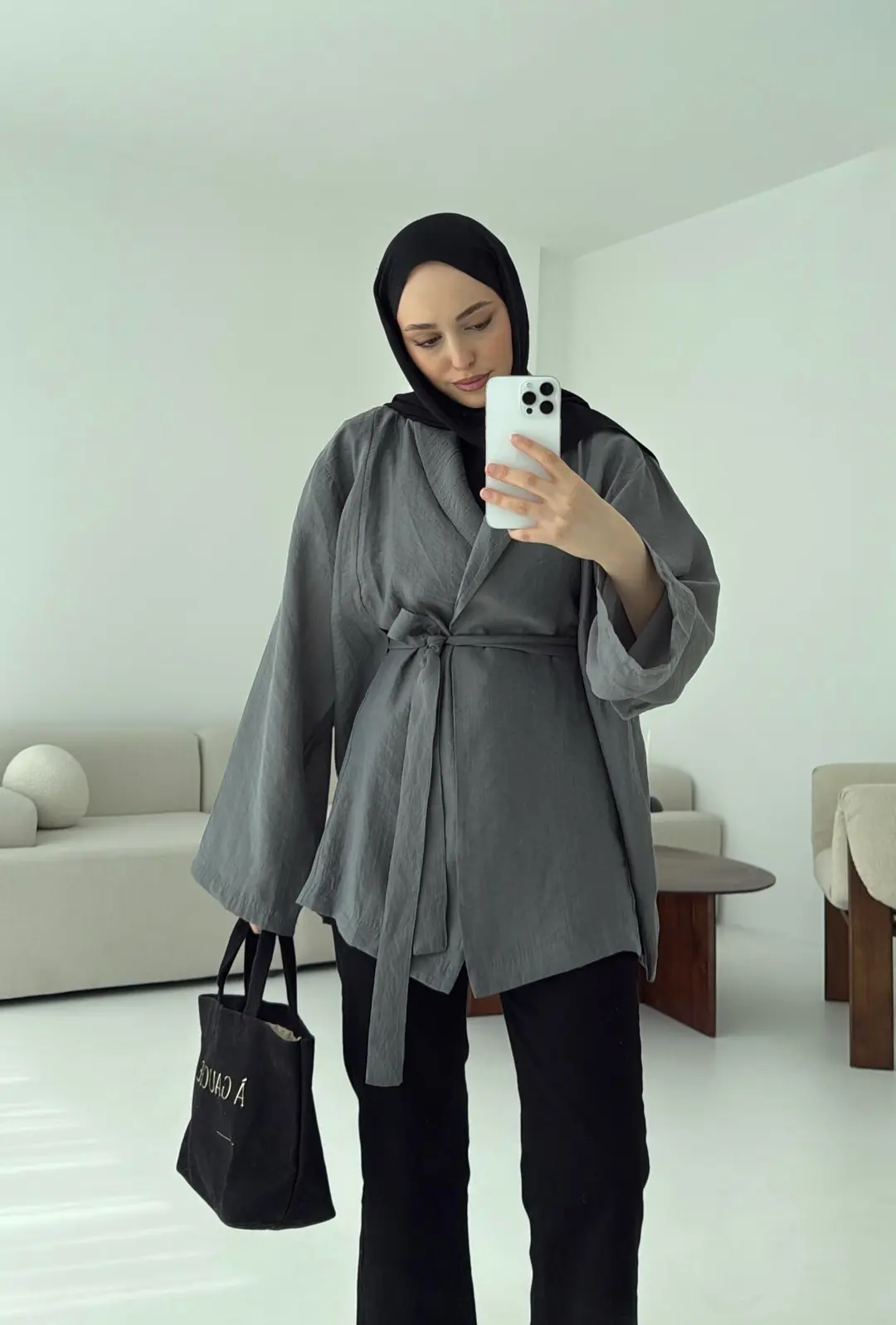Model Yazlık Kimono Antrasit