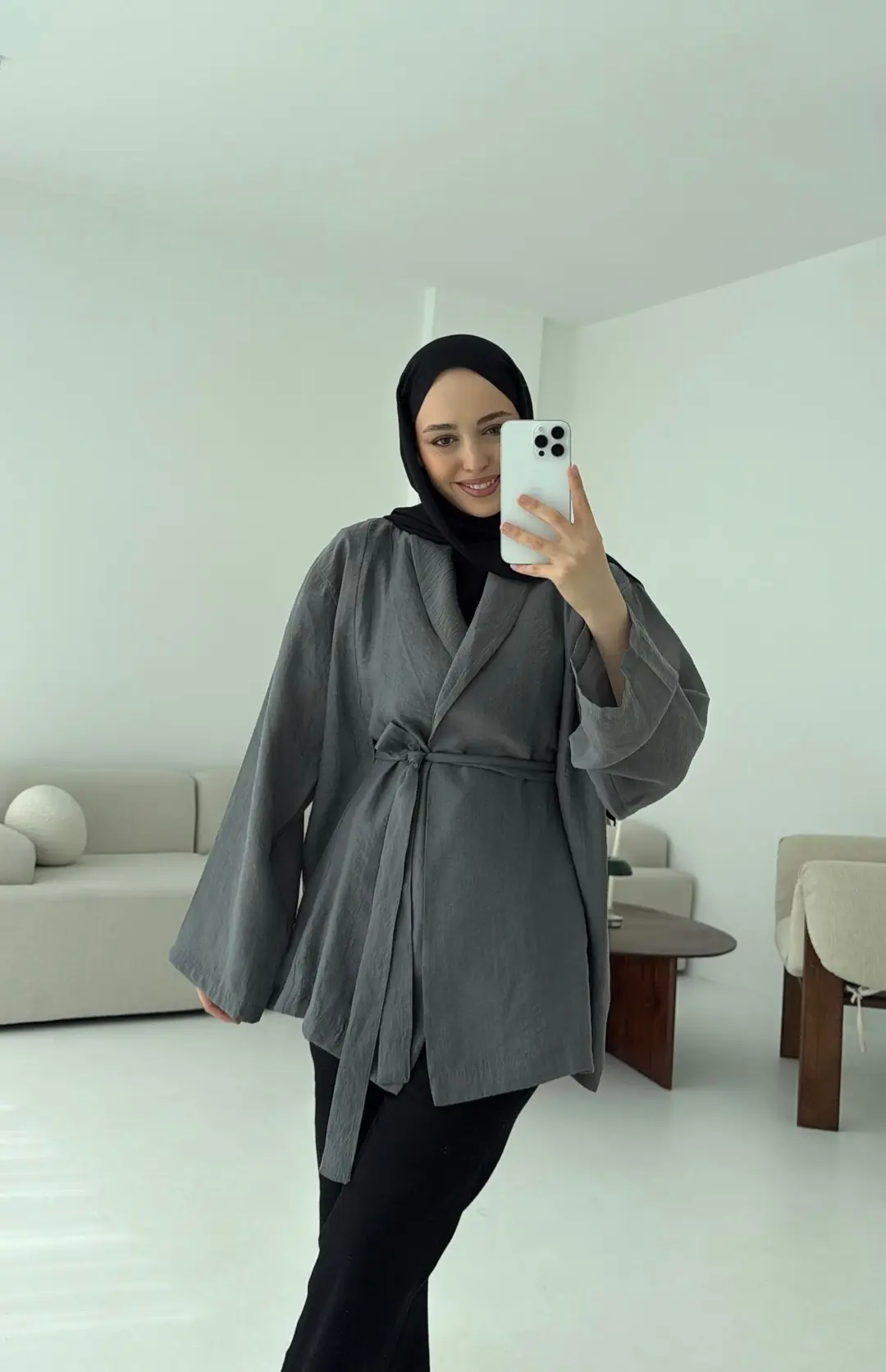 Model Yazlık Kimono Antrasit