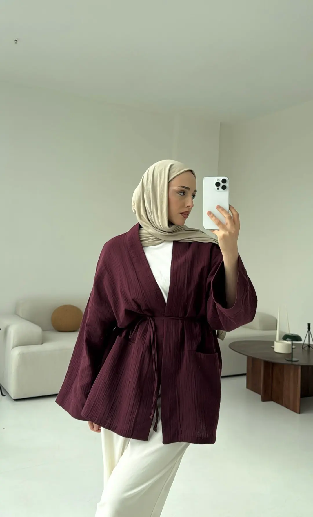 Müslin Kimono Bordo