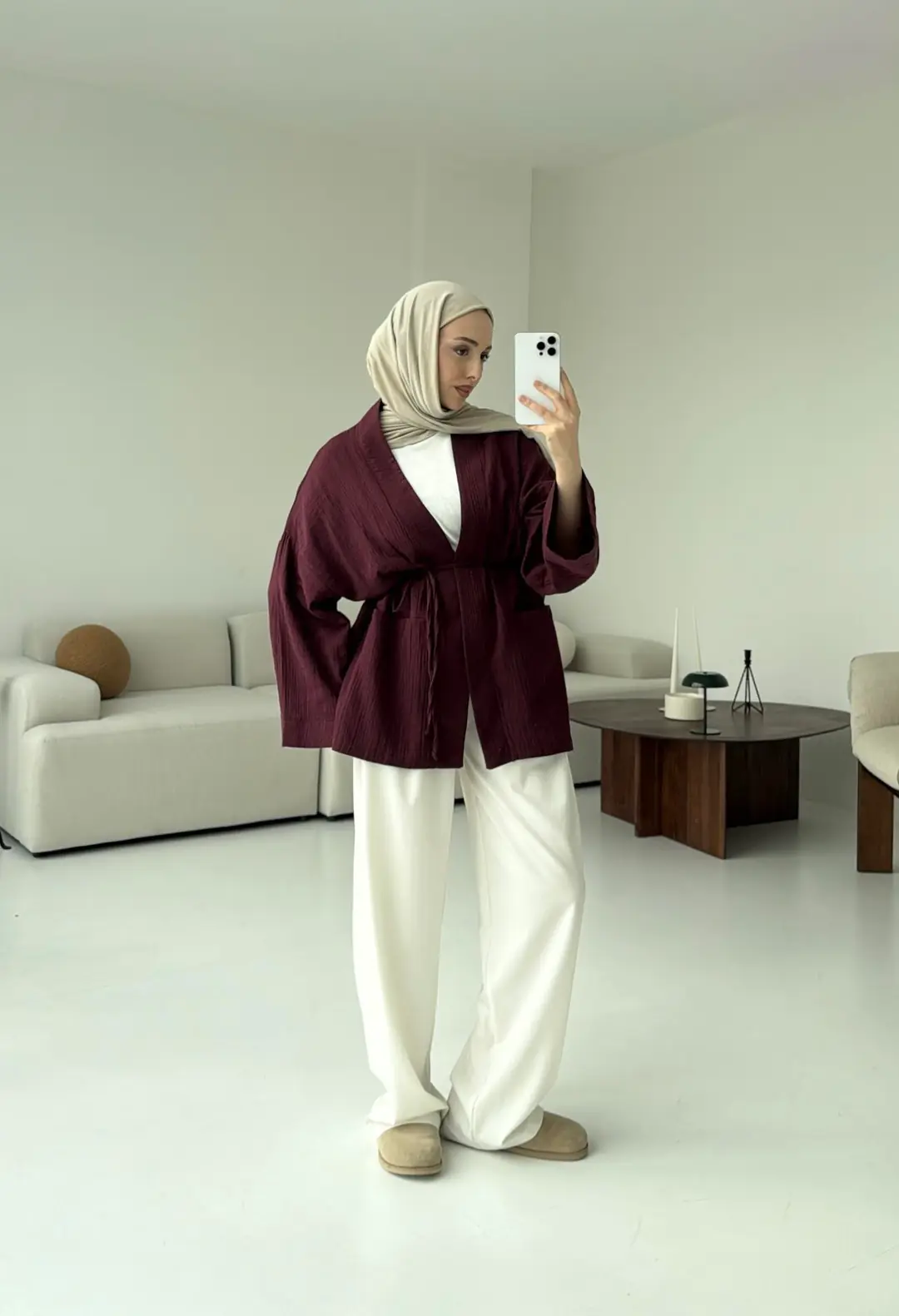 Müslin Kimono Bordo