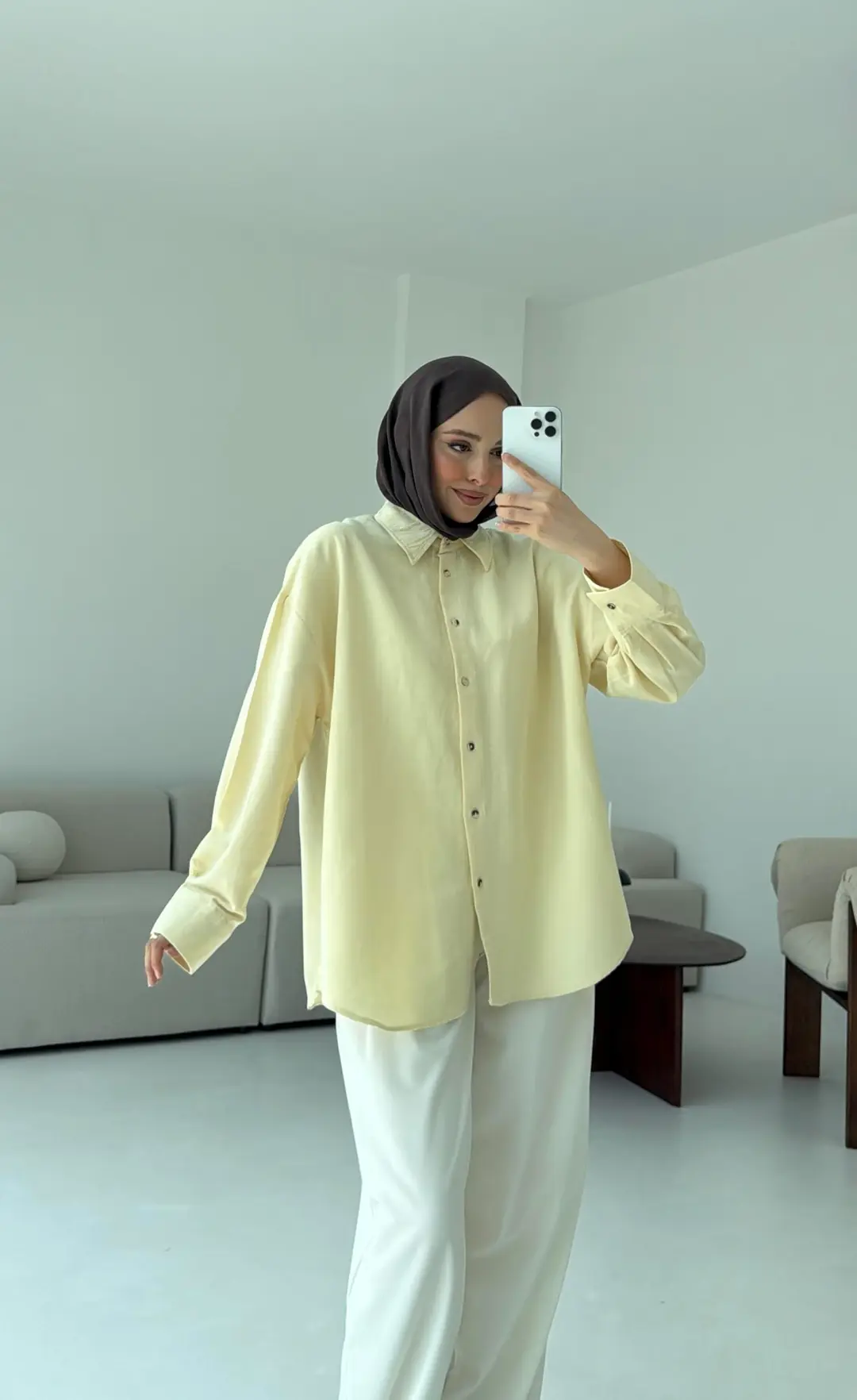 Basic Oversize Keten Gömlek Sarı