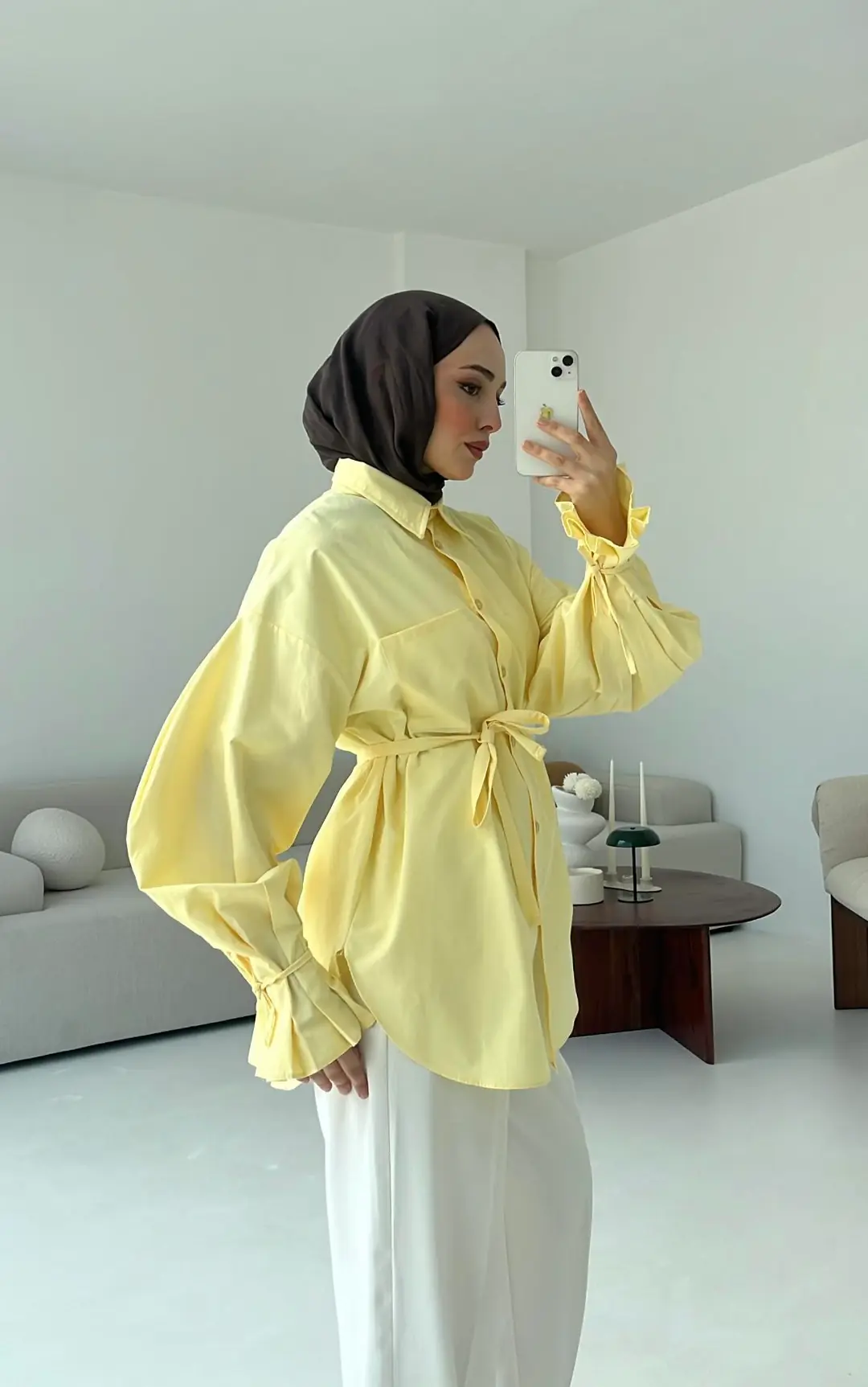 Kol Detay Tasarım Gömlek Sarı