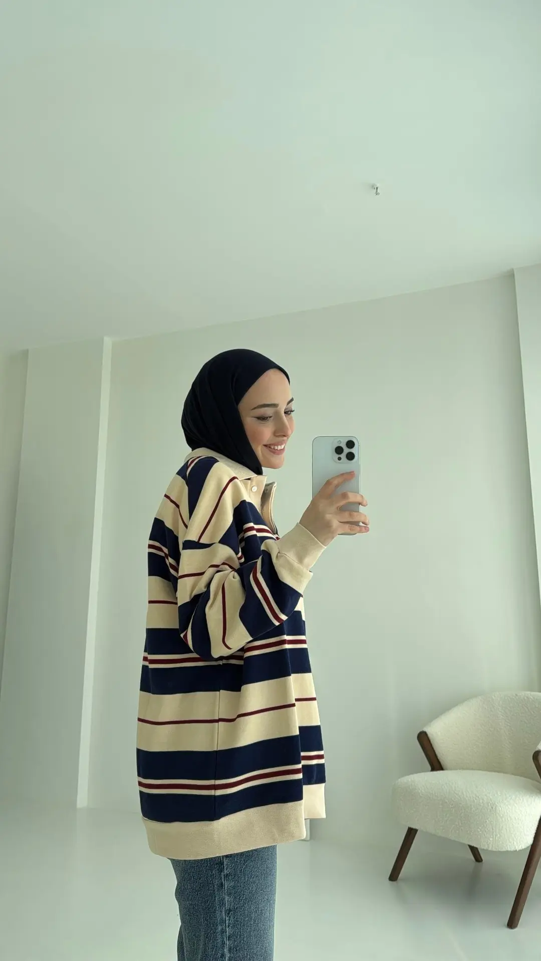 Polo Yaka Lacivert Sweatshirt