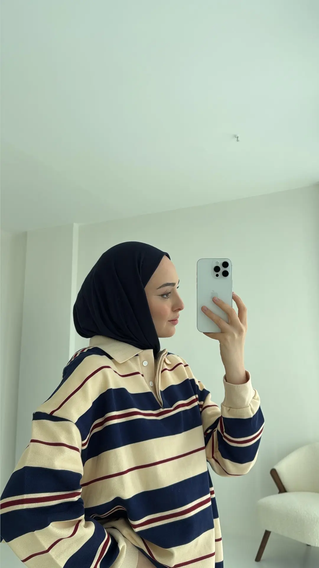 Polo Yaka Lacivert Sweatshirt