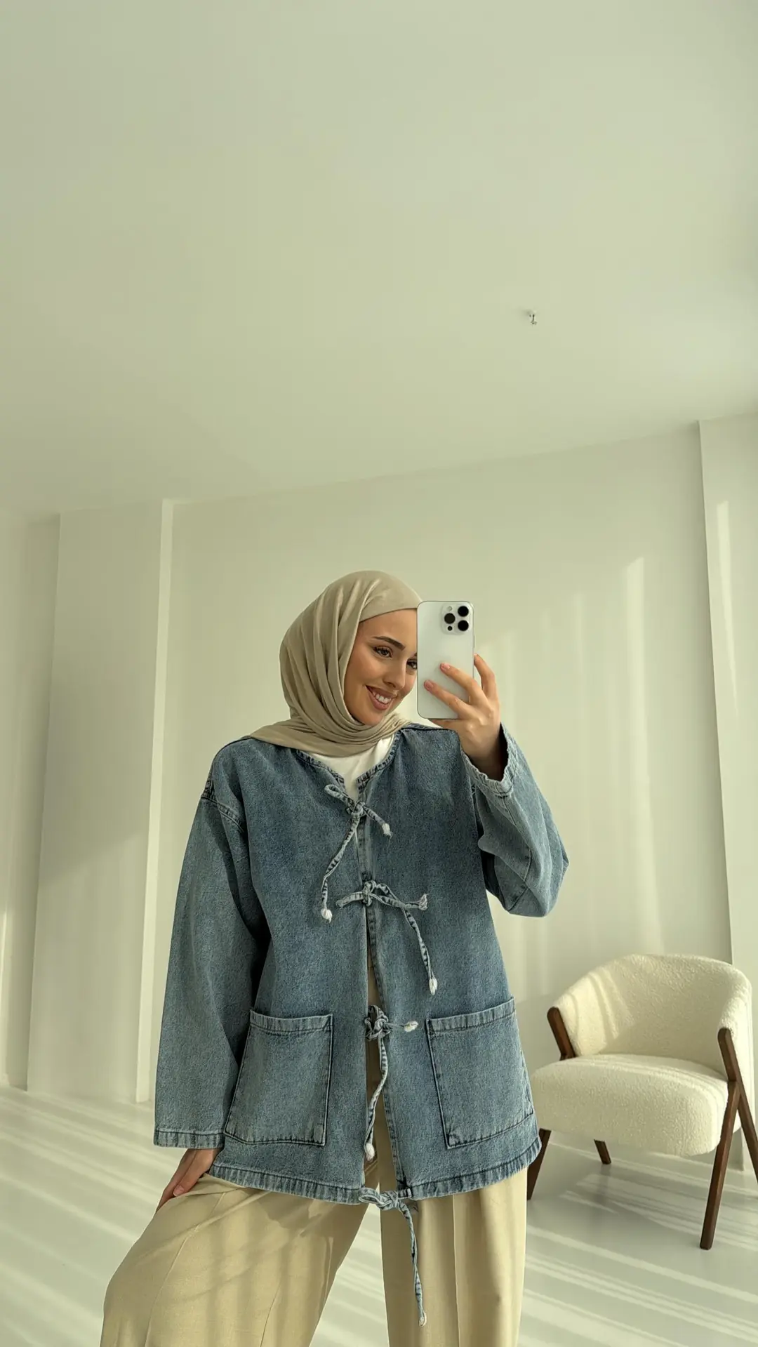 Denim Bağlamalı Ceket