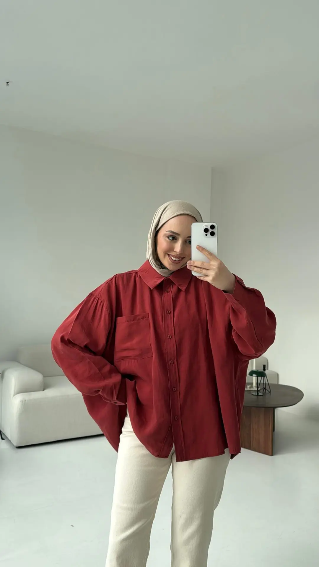 Cepli Oversize Gömlek Kiremit