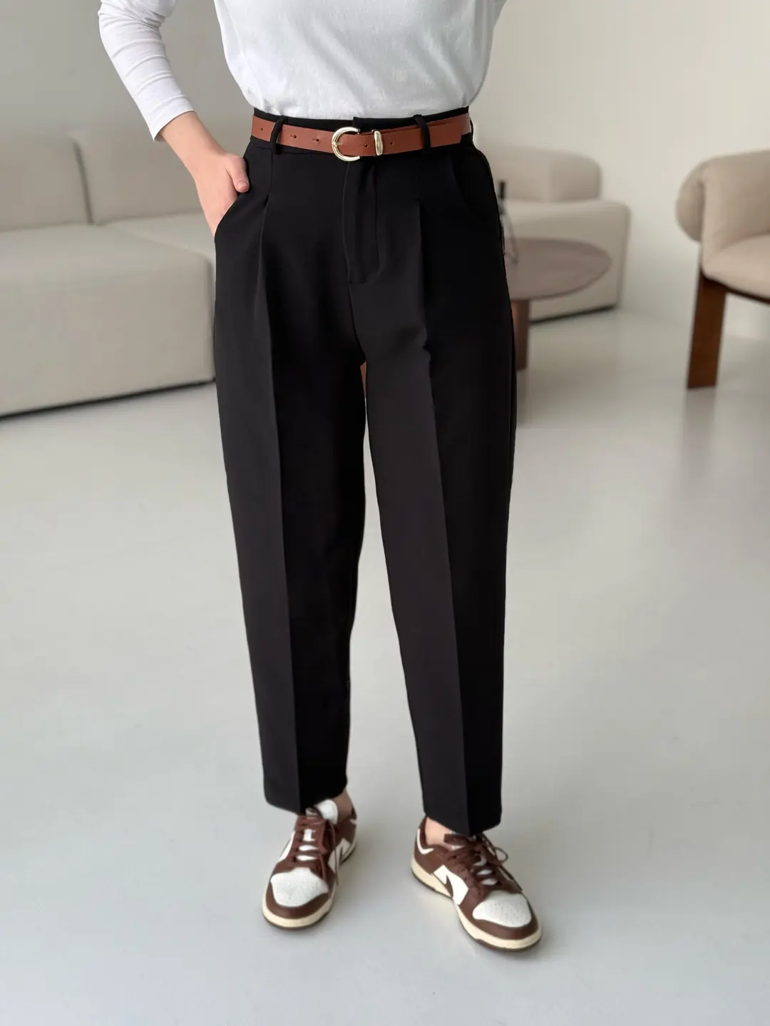 Kemerli Siyah Pantolon