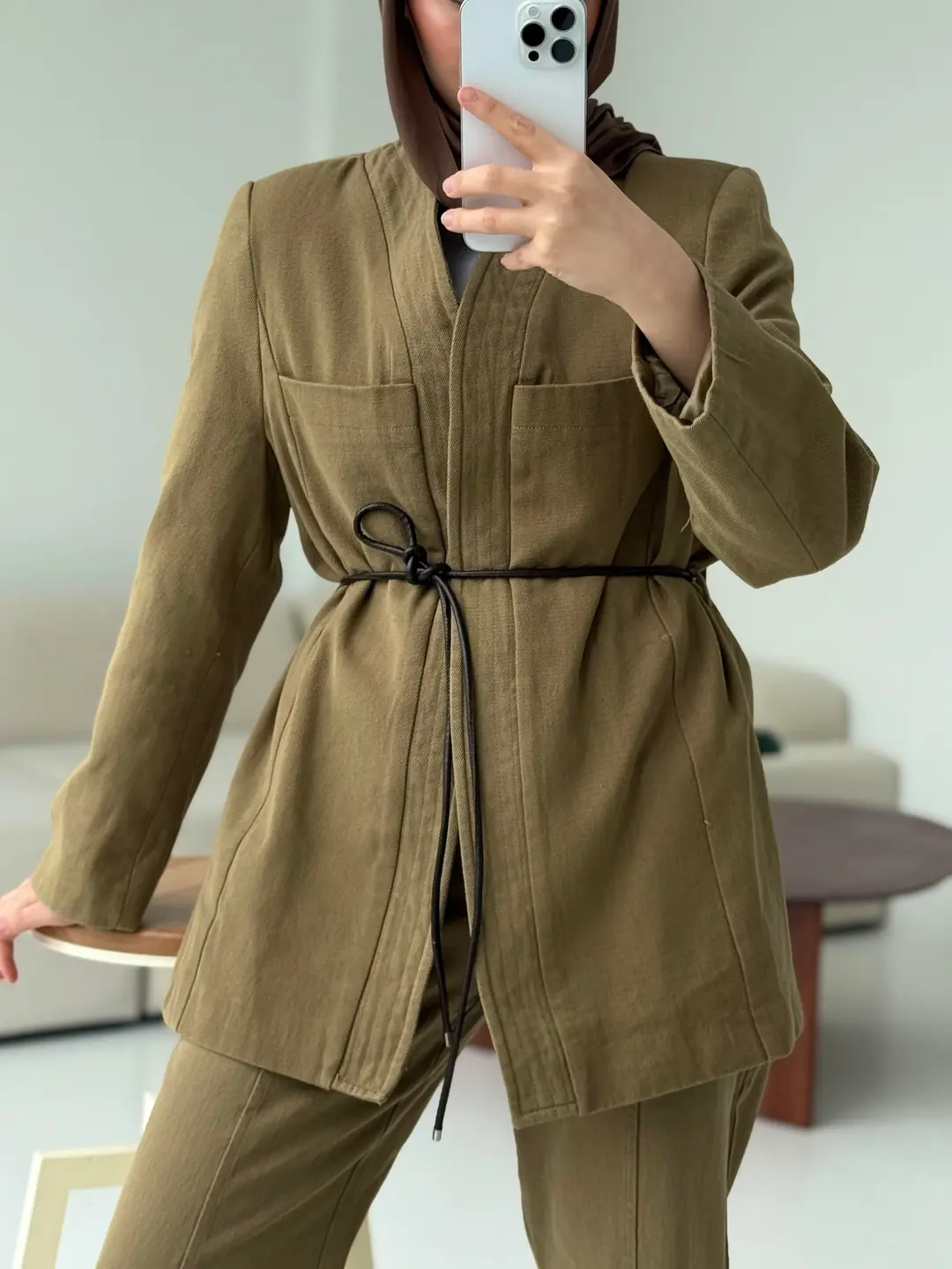 Gabardin Kemerli Takım Haki
