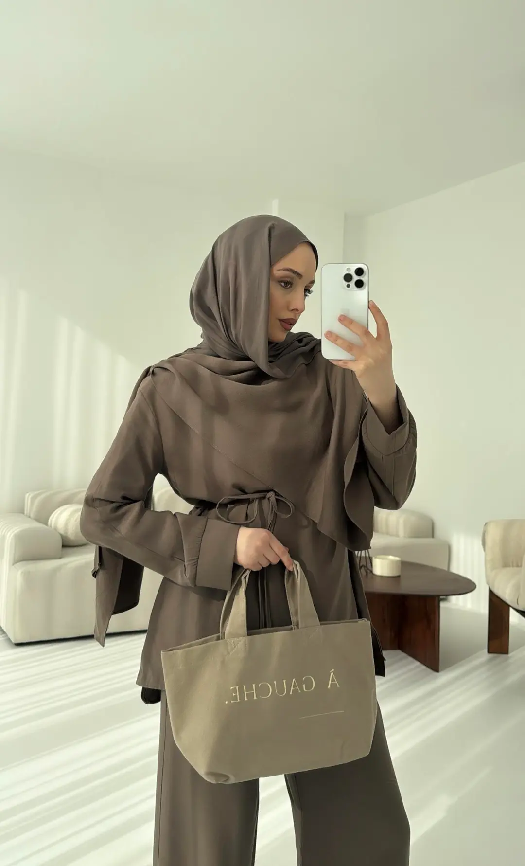 Drape Yaka Bluz Takım Vizon