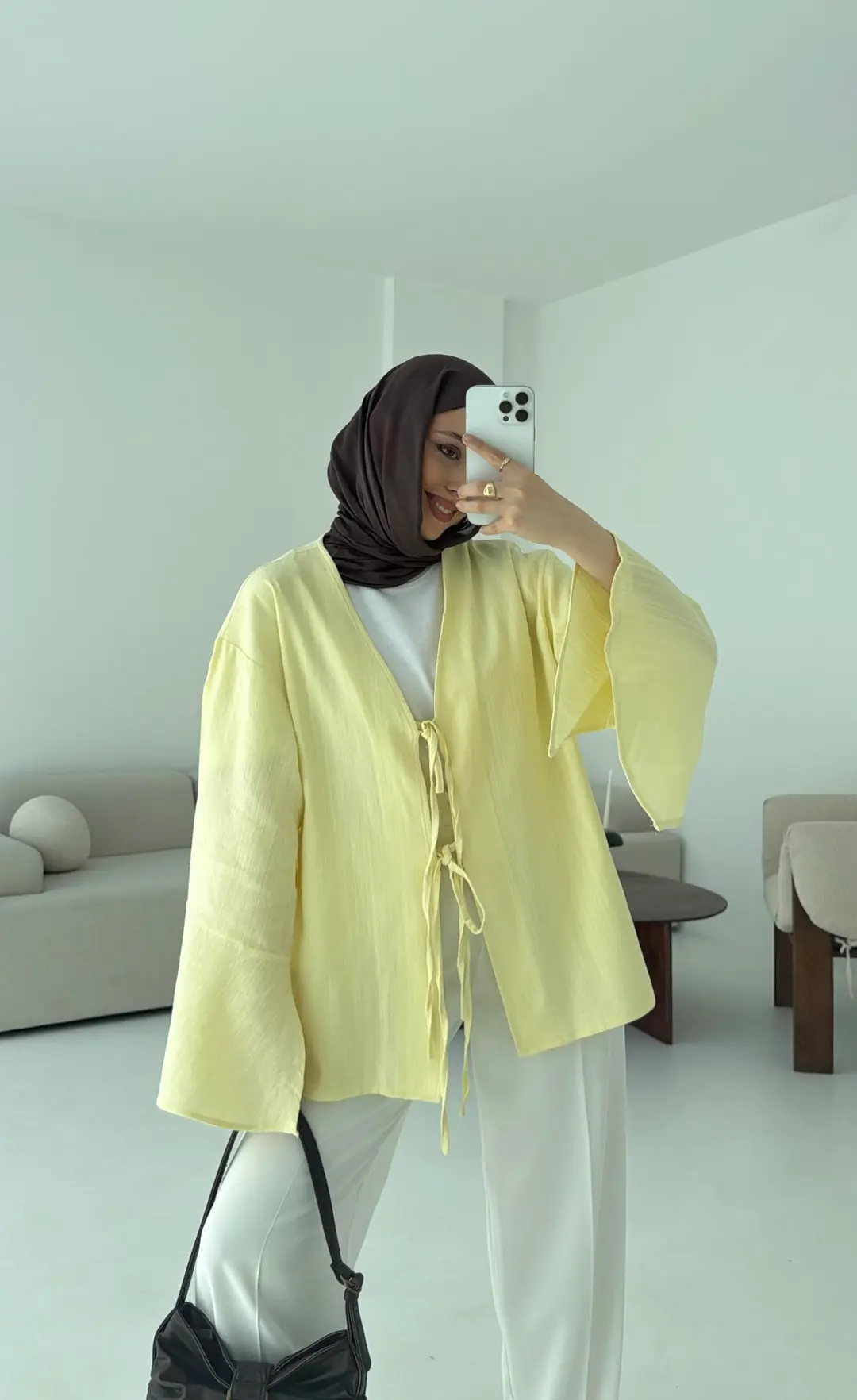 Kol Detay Kimono Sarı