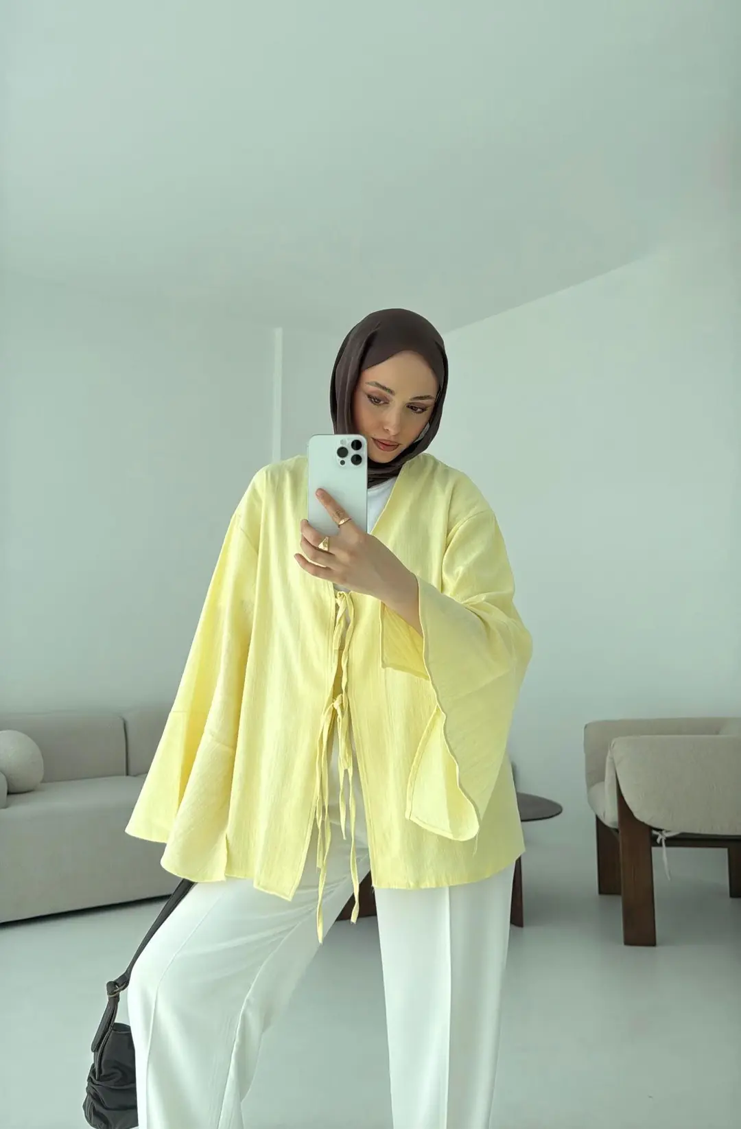 Kol Detay Kimono Sarı
