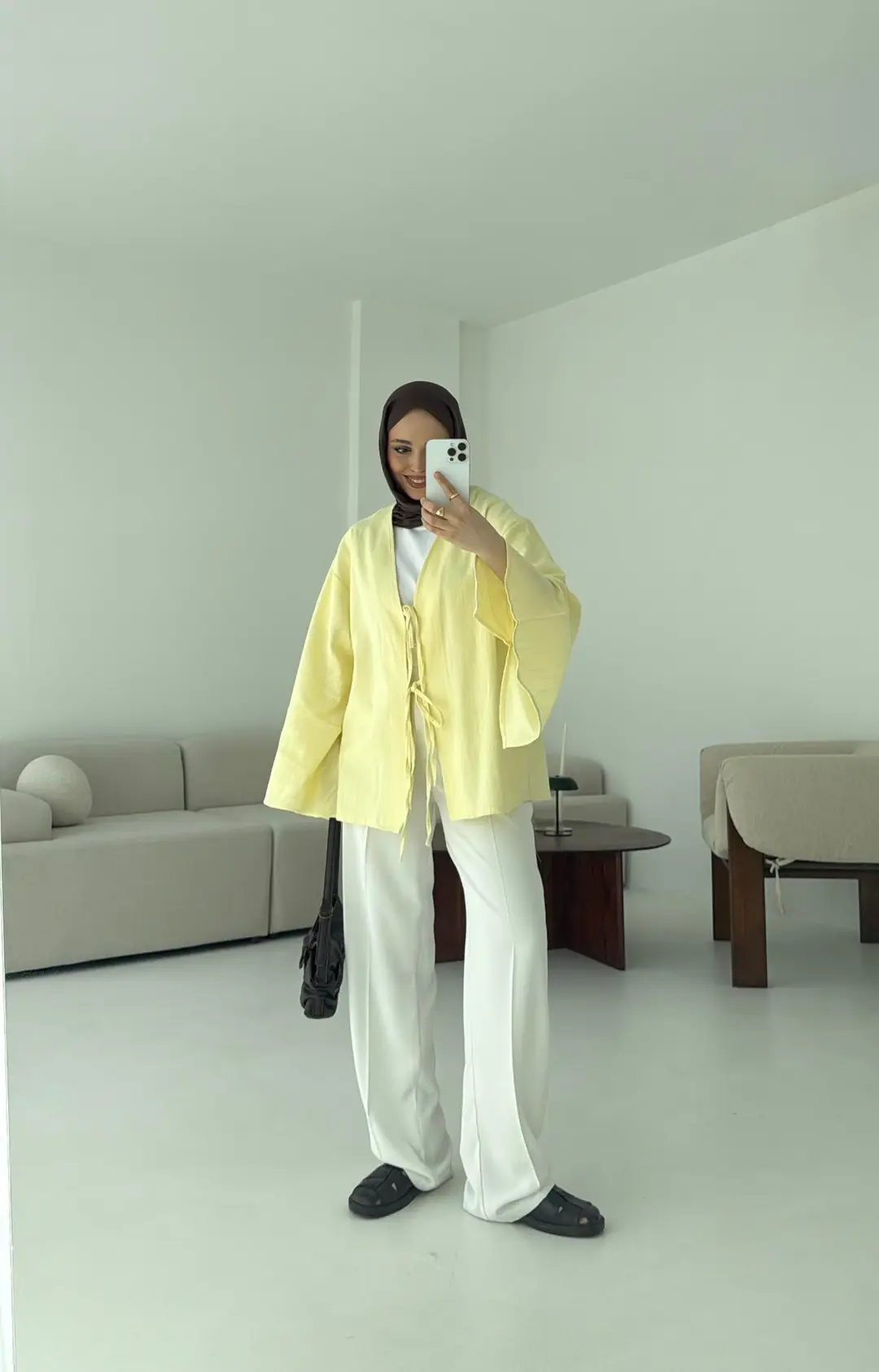 Kol Detay Kimono Sarı