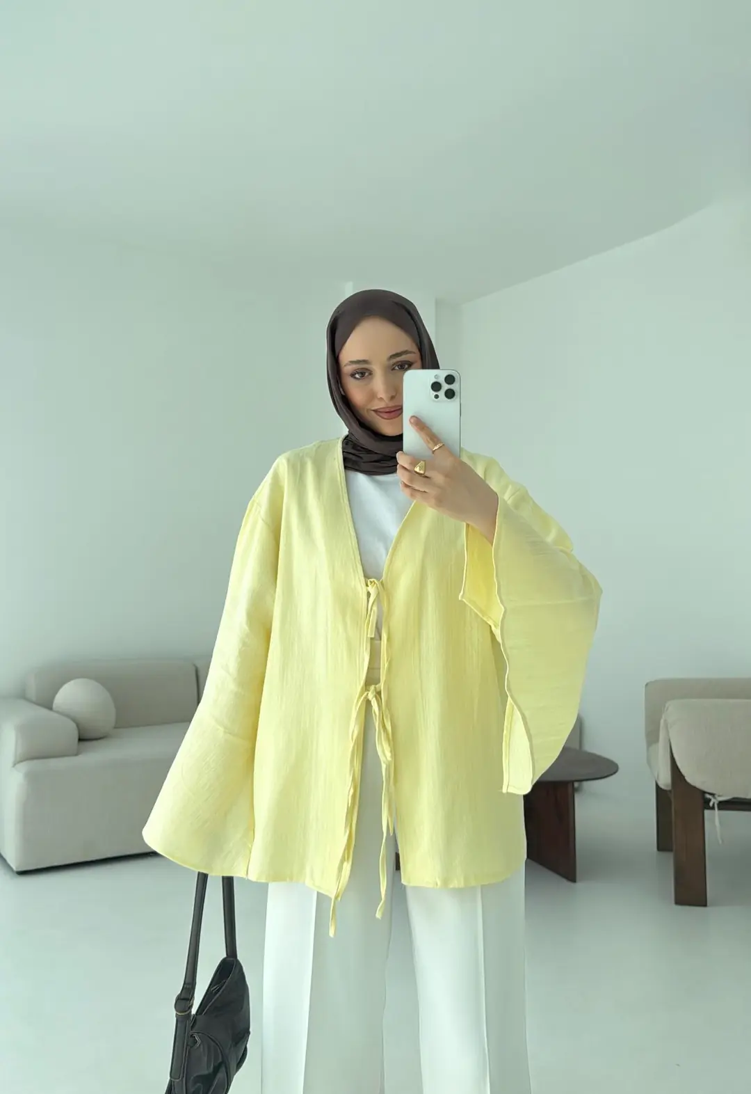 Kol Detay Kimono Sarı