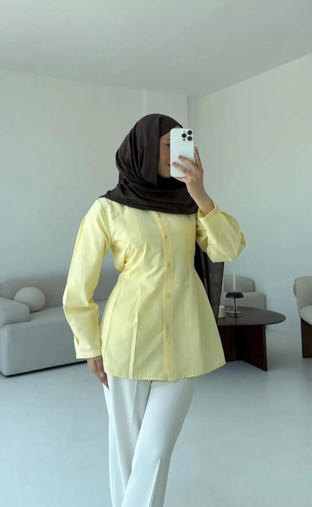 Belden Oturtmalı Gömlek Sarı