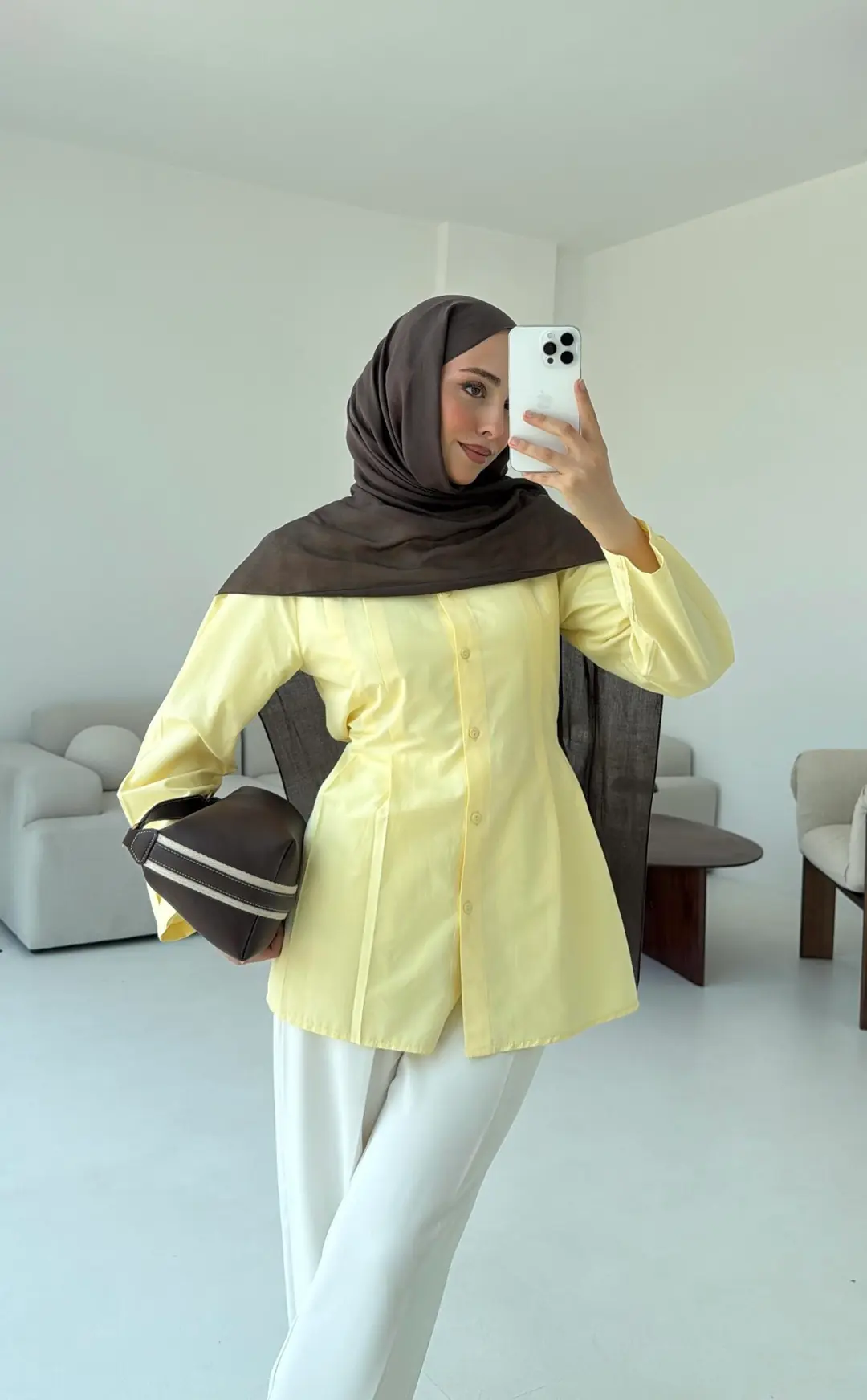 Belden Oturtmalı Gömlek Sarı