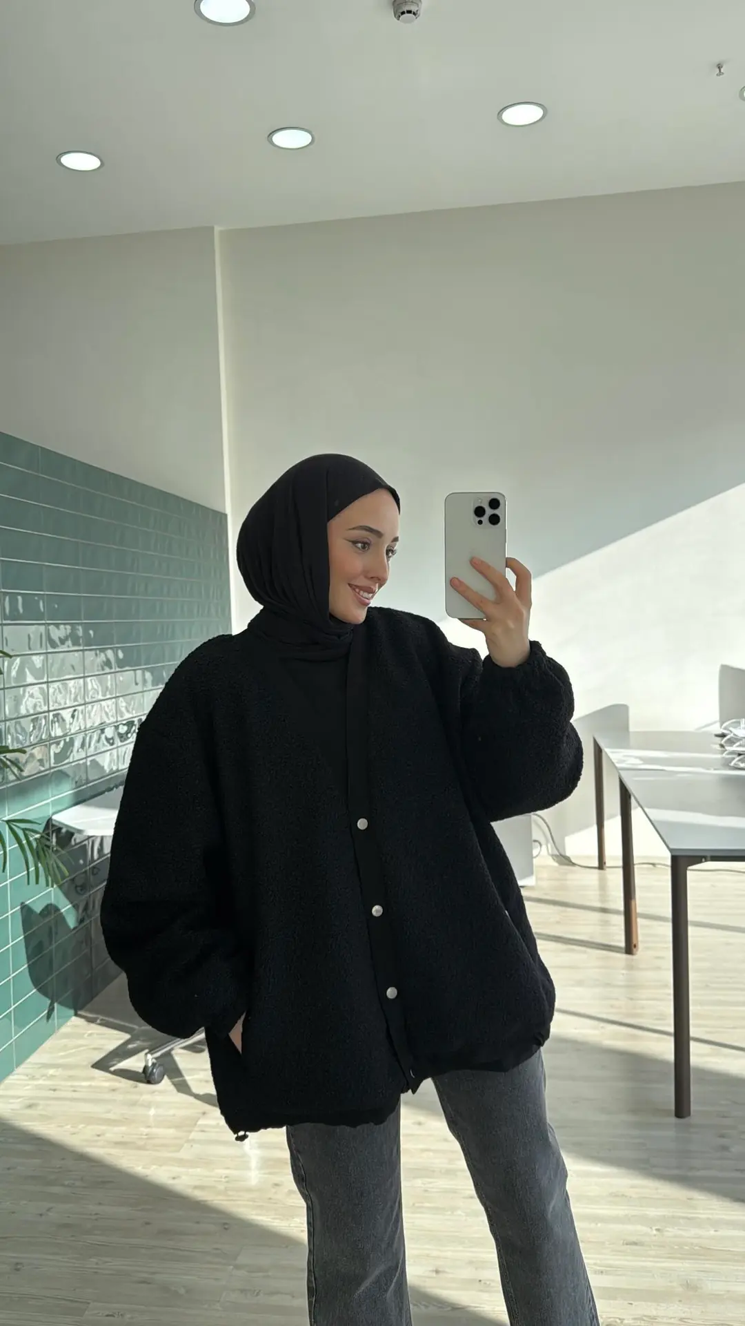 Buklet Oversize Bomber Ceket Siyah