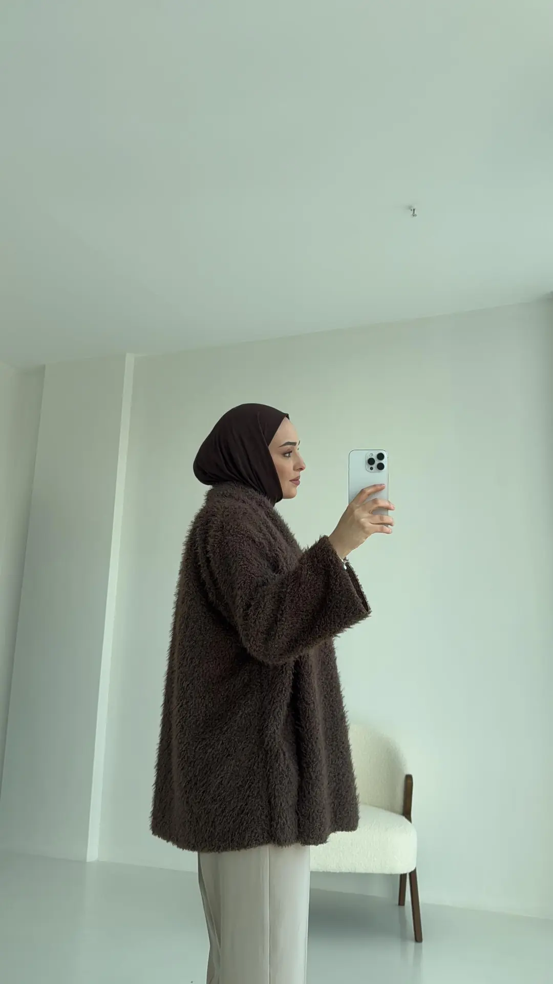 Düğmeli Atkı Detay Ceket Kahve
