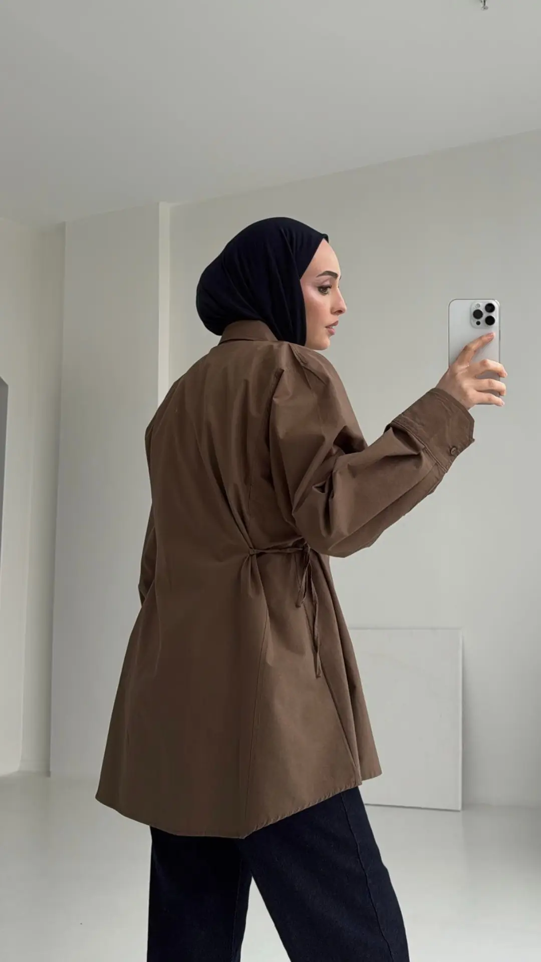Yandan Bağlamalı Gömlek Kahve