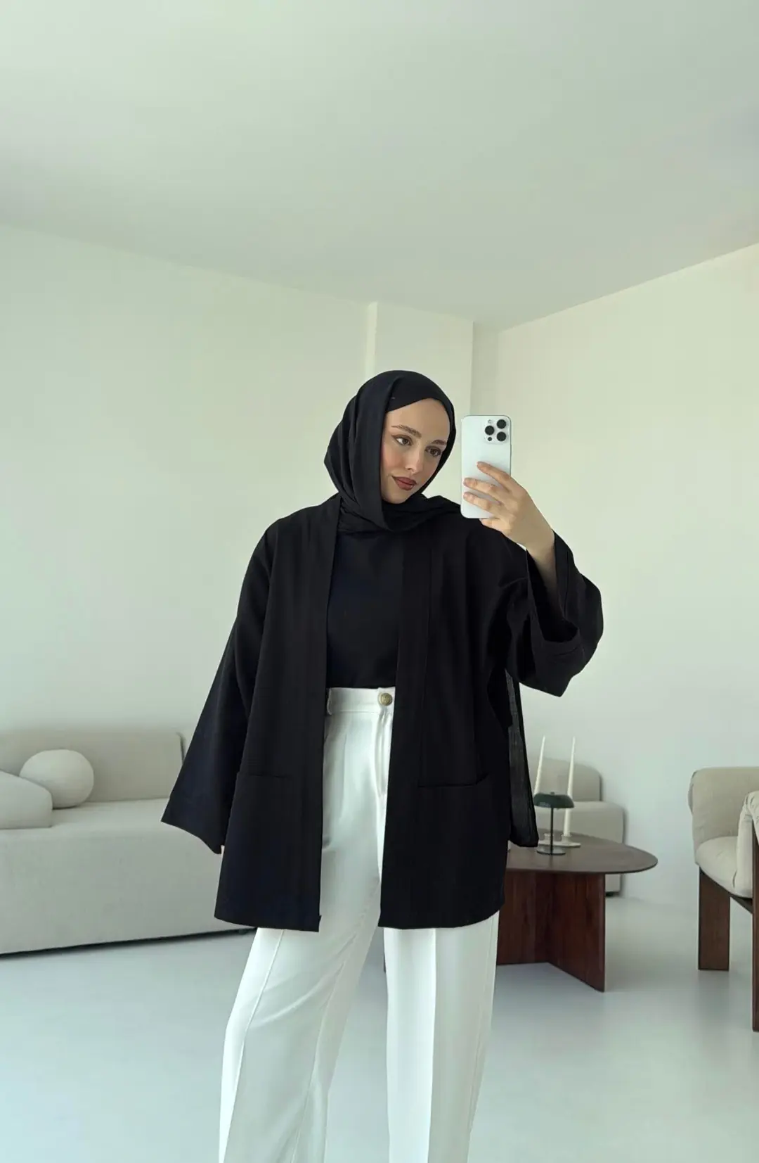 Pamuk Gabardin Kimono Siyah