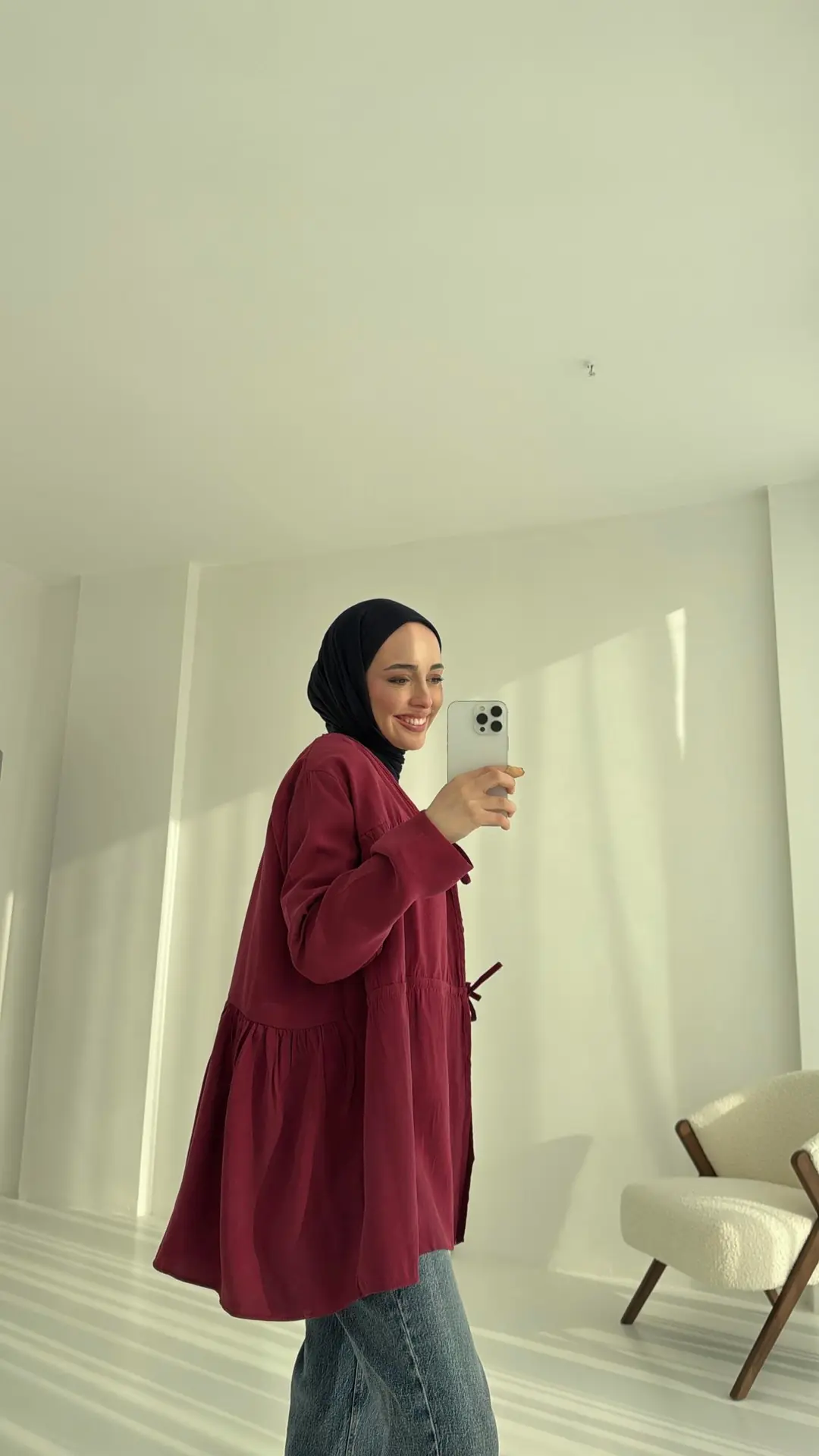 Büzgülü Gömlek Bordo