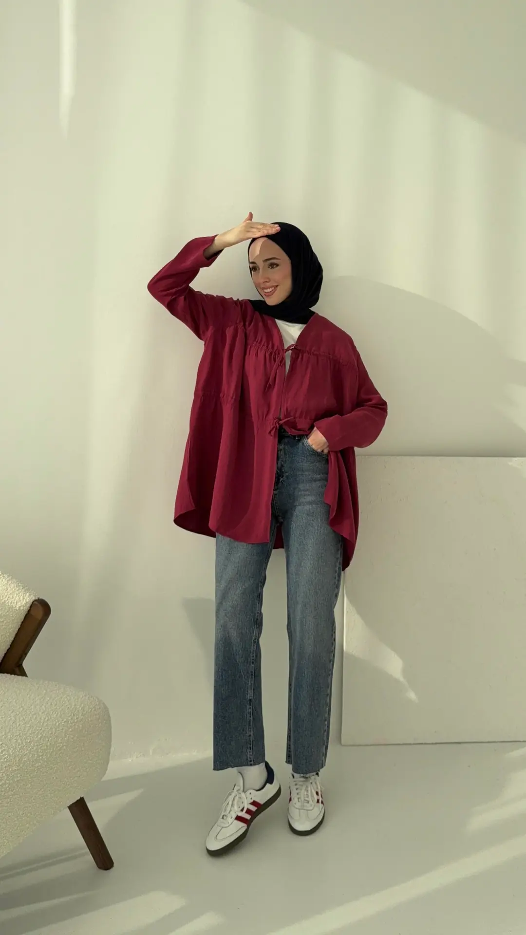 Büzgülü Gömlek Bordo