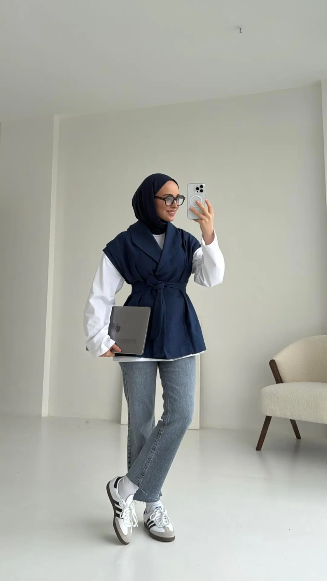 Gabardin Bağlamalı Yelek Lacivert