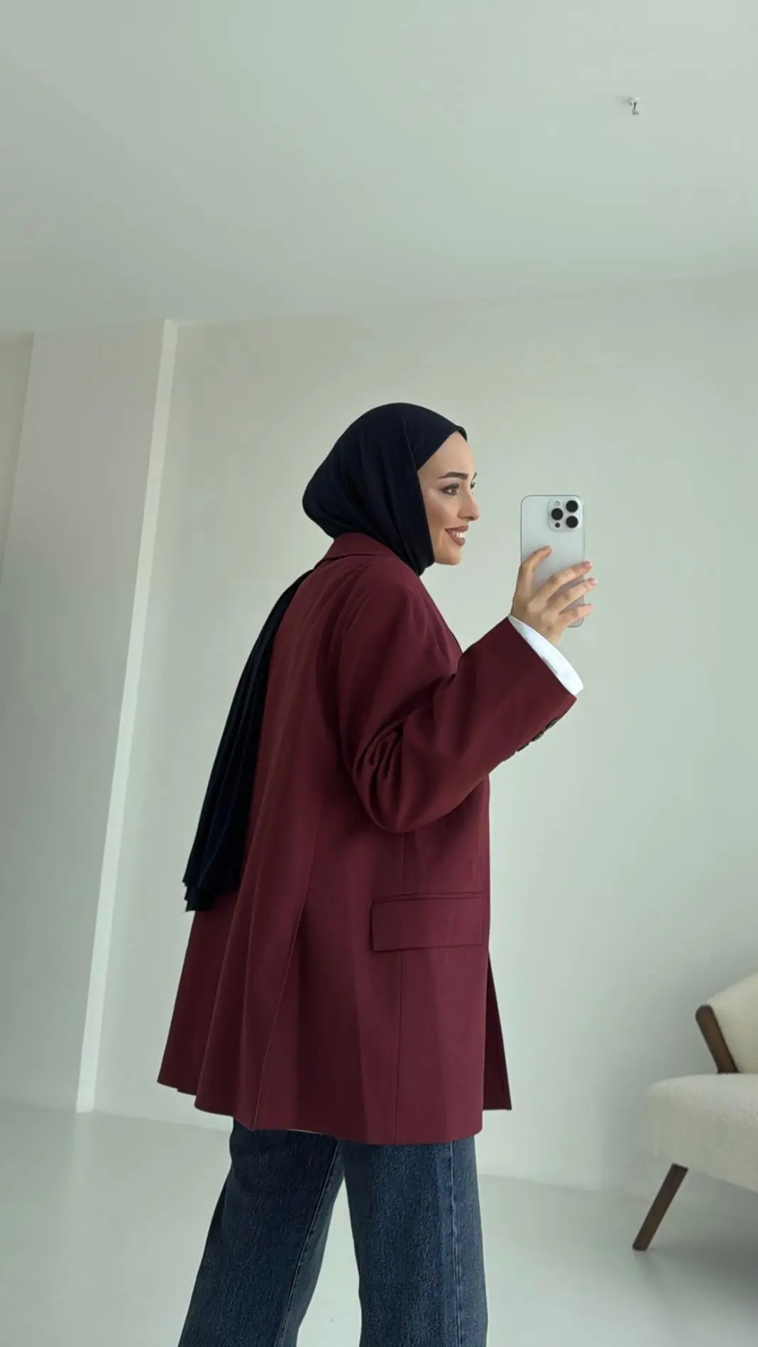 Bordo Oversize Premium Blazer Ceket