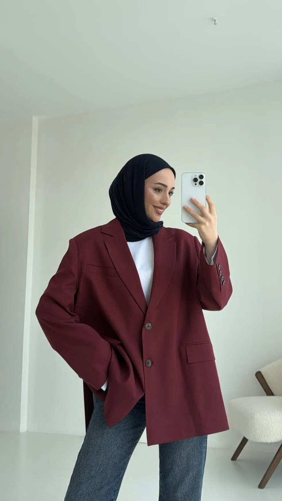 Bordo Oversize Premium Blazer Ceket